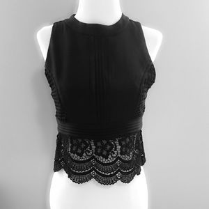 REVOLVE Black Crop Top with Crochet Detail